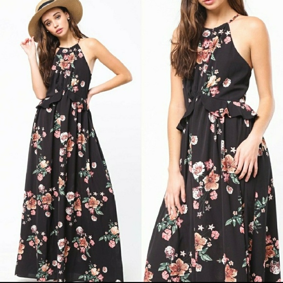 Nadia Rima Dresses & Skirts - ⏰LAST CHANCE⏰ Black floral maxi dress